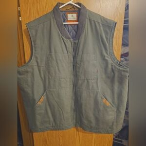 Mens Legendary Whitetails Vest 5x Full Zip Canvas Moss Green Work Vest